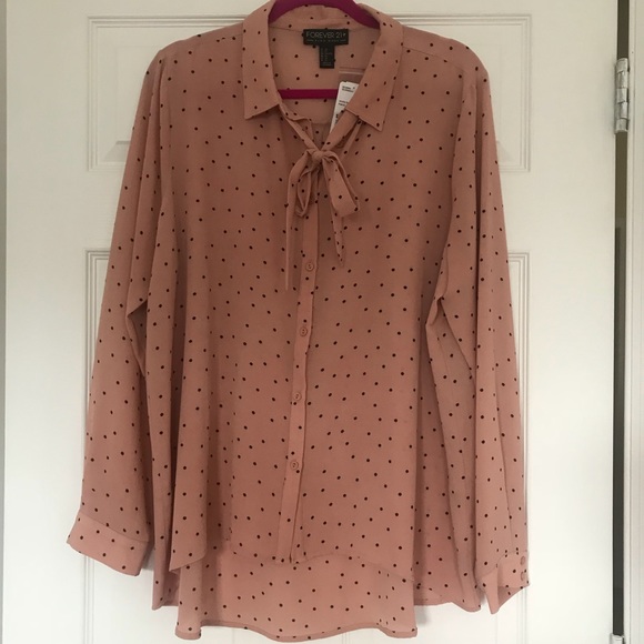 Forever 21 Tops - Mauve Polka Dot Blouse (NWT)